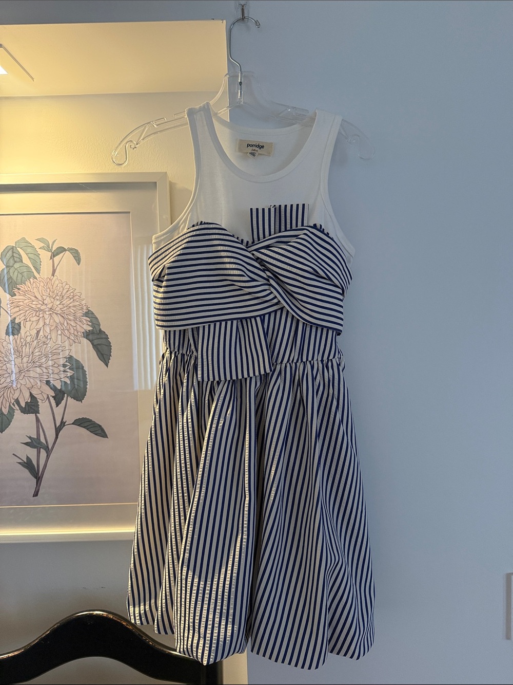 Porridge Navy & White Striped Twist Tank Mini Dress